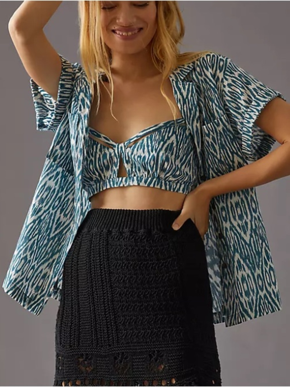 EUC Anthropologie Pilcro Printed Voile Surf Shirt Size Small